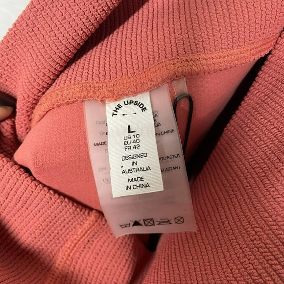 The Upside Apricot Pink Jacquard Textured Dance Midi Pant Leggings - Picture 7 of 11